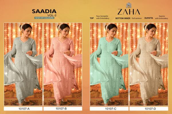 Zaha Saadia Vol 2 Georgette Designer Pakistani Suit Collection